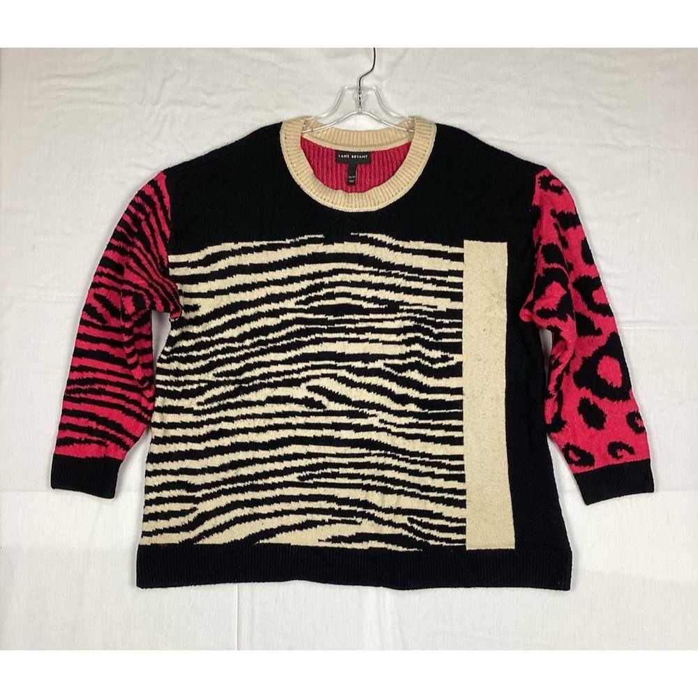Lane Bryant Women's Size 22/24 Jacquard Sweater, Animal‎ Cheetah Zebra Print